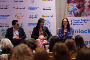 Fred (Wen Jie) Tan, Head of Global Social Impact, Hewlett-Packard Enterprise, Mariana Luz, CEO, Maria Vidigal Foundation and Marissa Comart, Assistant Legal Counsel Employment, Etsy . Act for Early Years: Unlocking Investment for Our Youngest Learners event held during the IMF/World Bank Spring Meetings in Washington DC and hosted by Theirworld, GBC-Education, Sesame Workshop and ECDAN.